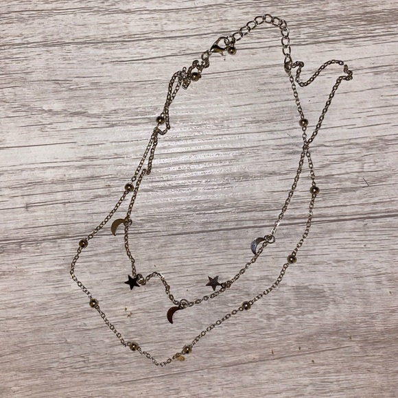Double Layer Moon and Star Necklace - Picture 4 of 4